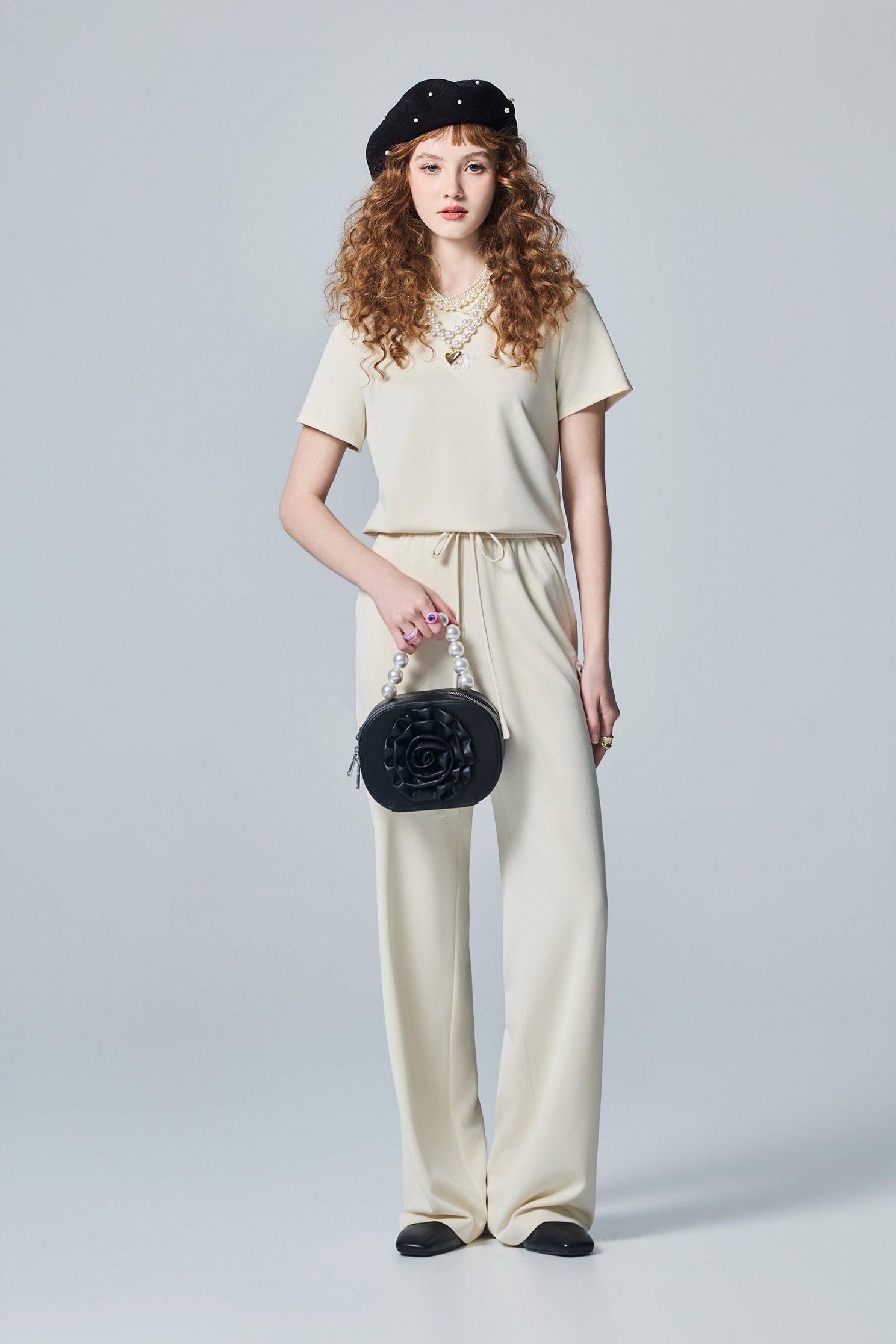 極簡靜謐灰休閒寬腿褲Casual Wide Leg Pants,寬褲,秋冬穿搭,蕾絲,褲子
