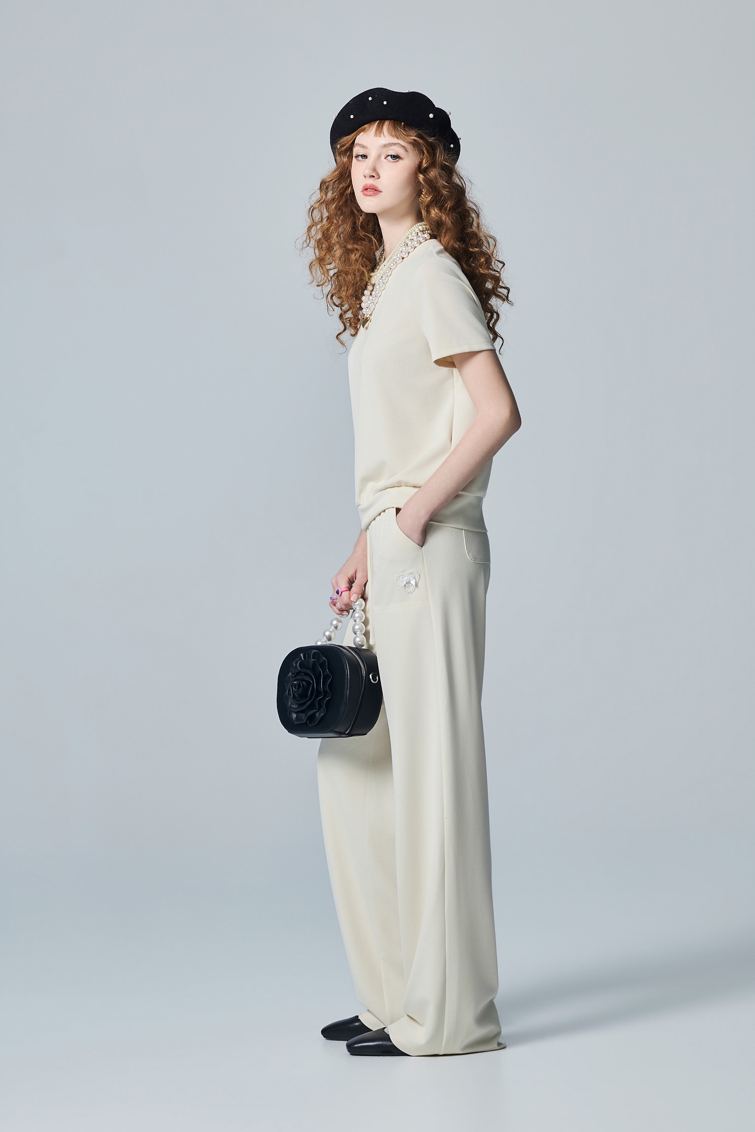 極簡靜謐灰休閒寬腿褲Casual Wide Leg Pants,寬褲,秋冬穿搭,蕾絲,褲子