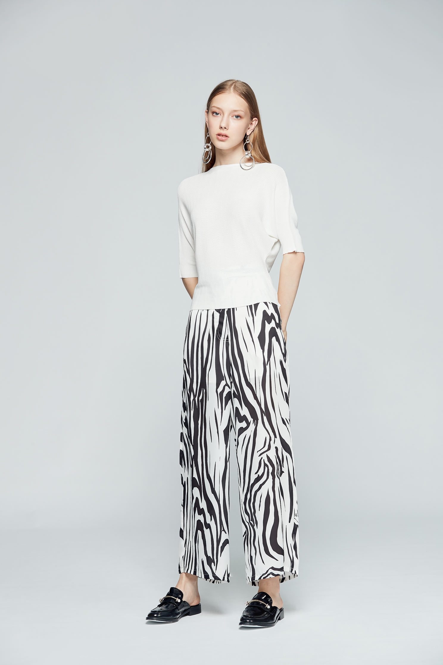 Zebra pattern culottes,culottespants,pants,pants,wasthin