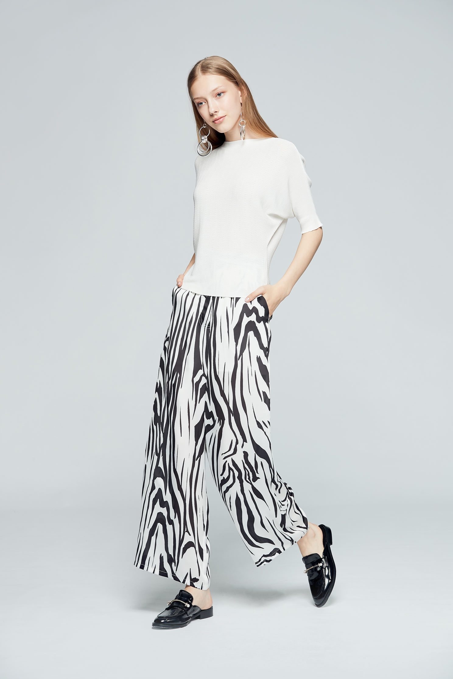 Zebra pattern culottes,culottespants,pants,pants,wasthin