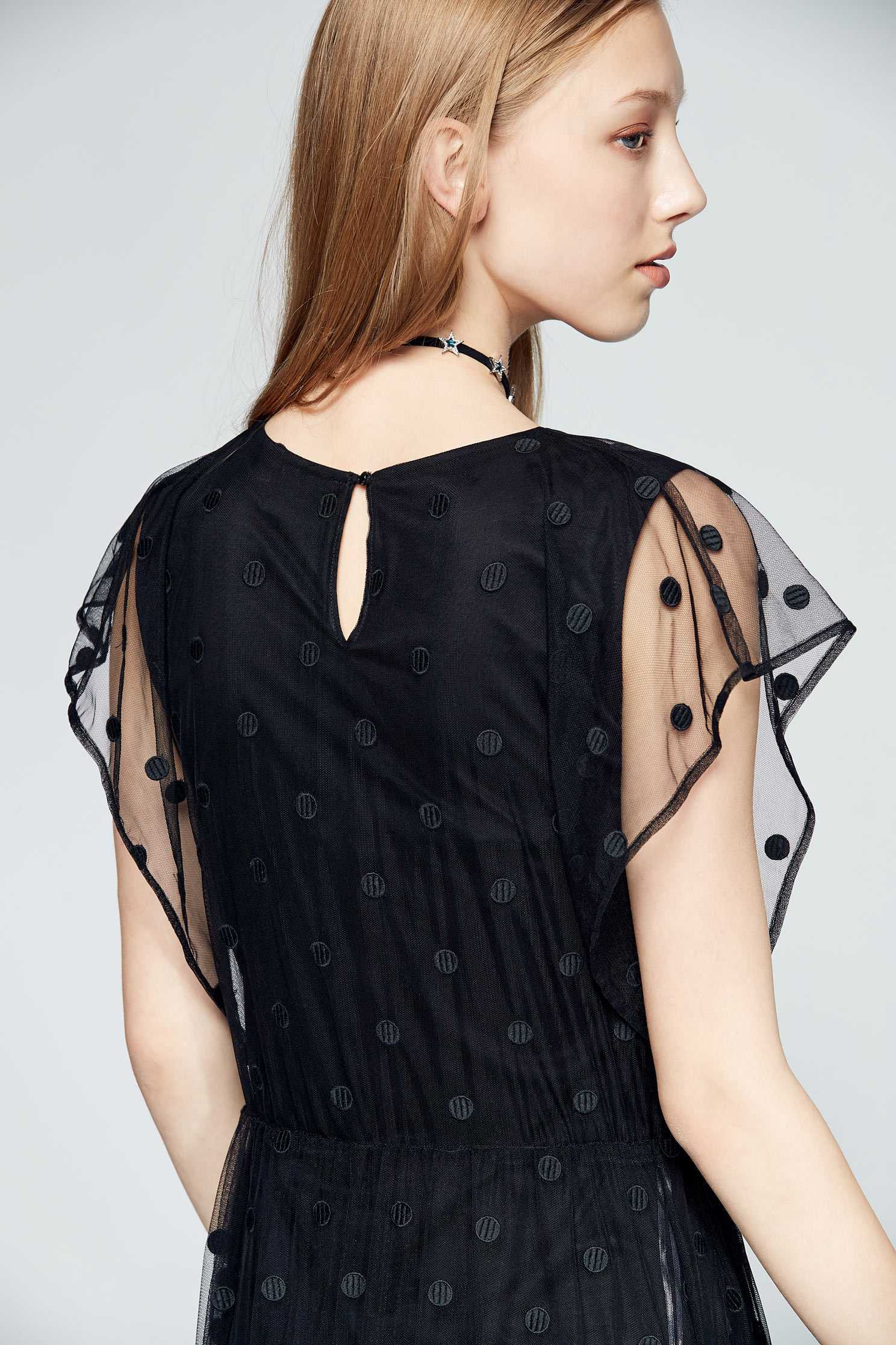 Poka dot design dress,sleevelessdress,cotton,perspectivedress,blackdress