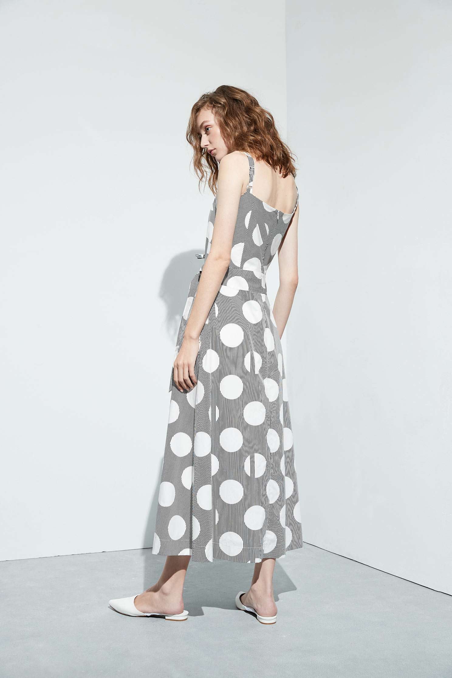 Polka dots slip dress,casualdress,sleevelessdress,spaghettistrapdress
