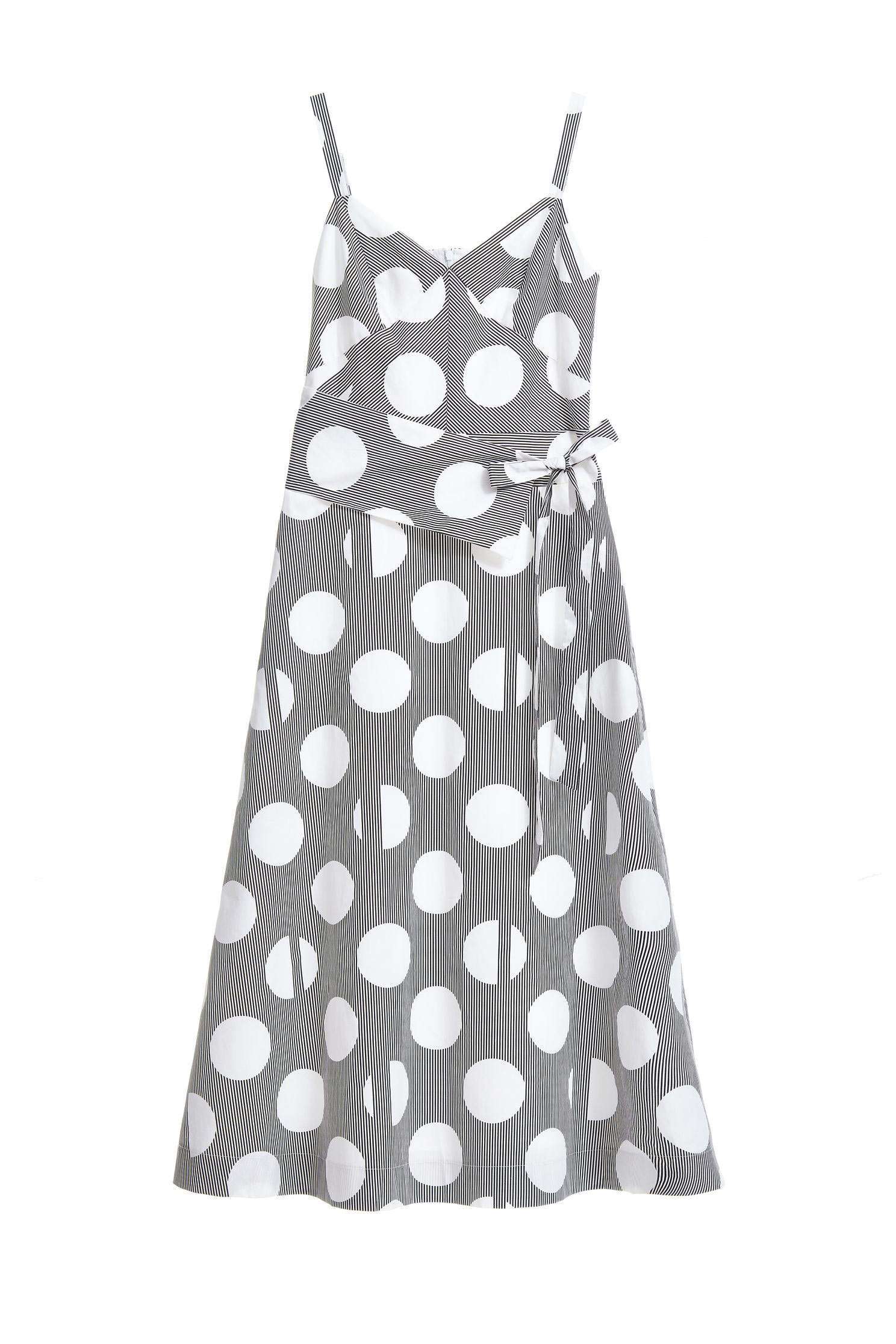Polka dots slip dress,casualdress,sleevelessdress,spaghettistrapdress