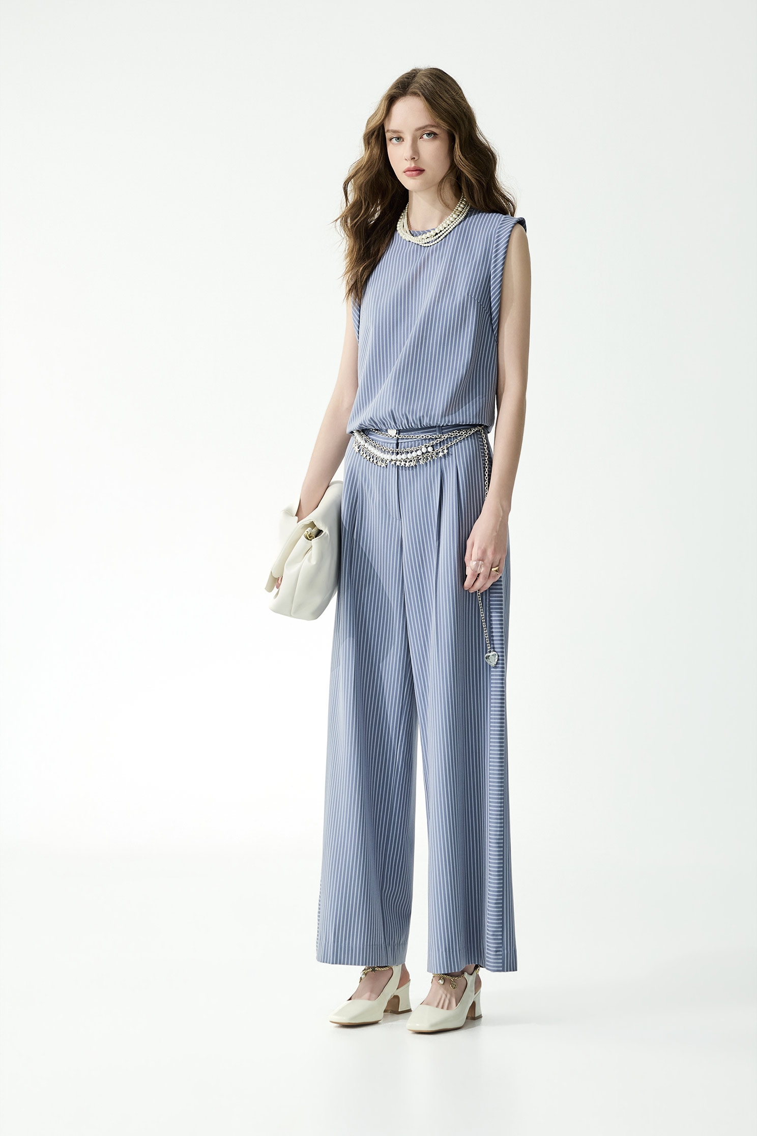 造型微光藍細條上衣造型微光藍細條上衣,一般背心,一般背心馬甲,上衣,人氣商品,春夏穿搭,背心