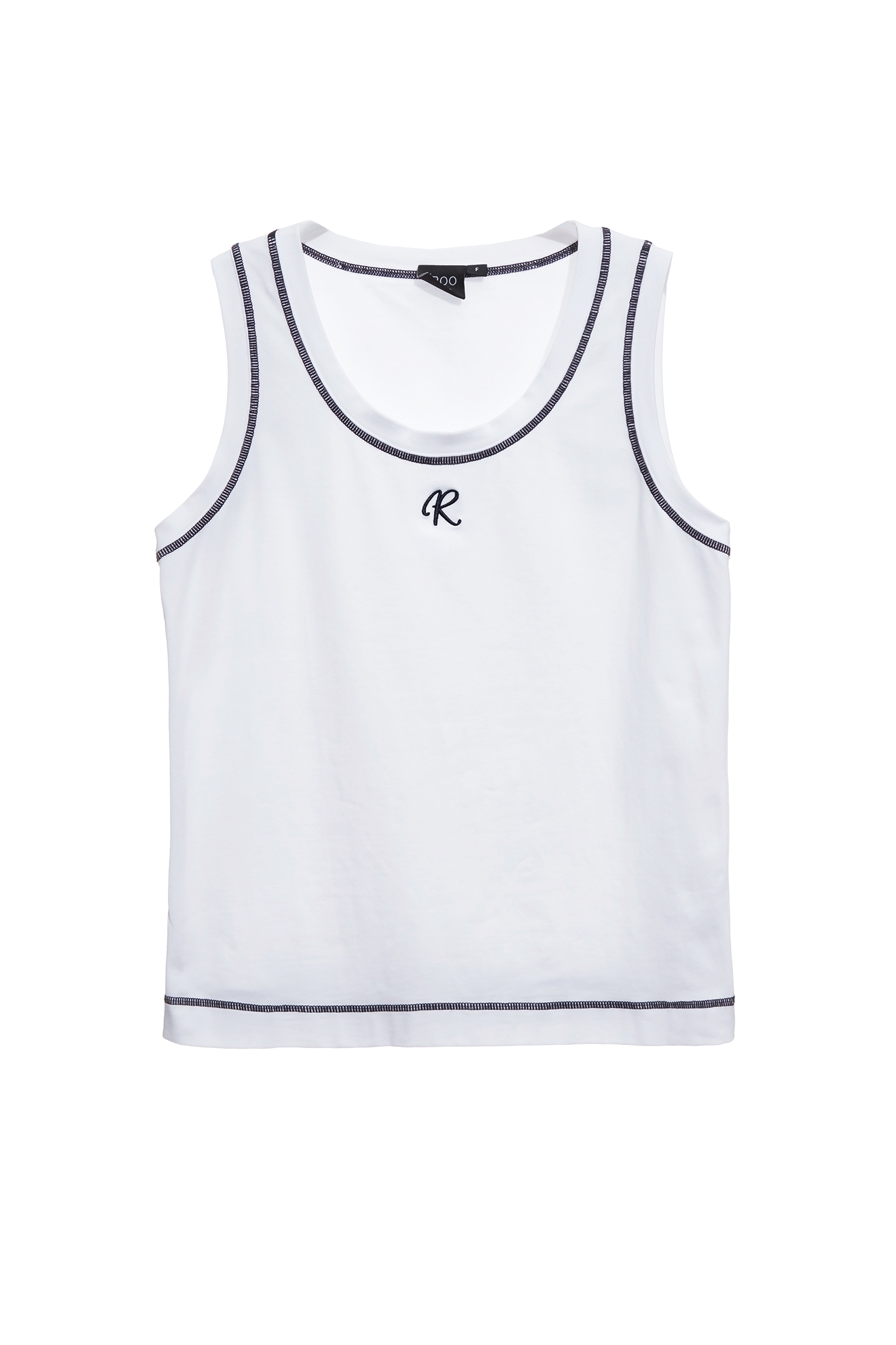 極簡合身鑲色邊T恤背心極簡合身鑲色邊T恤背心,一般背心,一般背心馬甲,刺繡,春夏穿搭,白色背心,純棉,背心