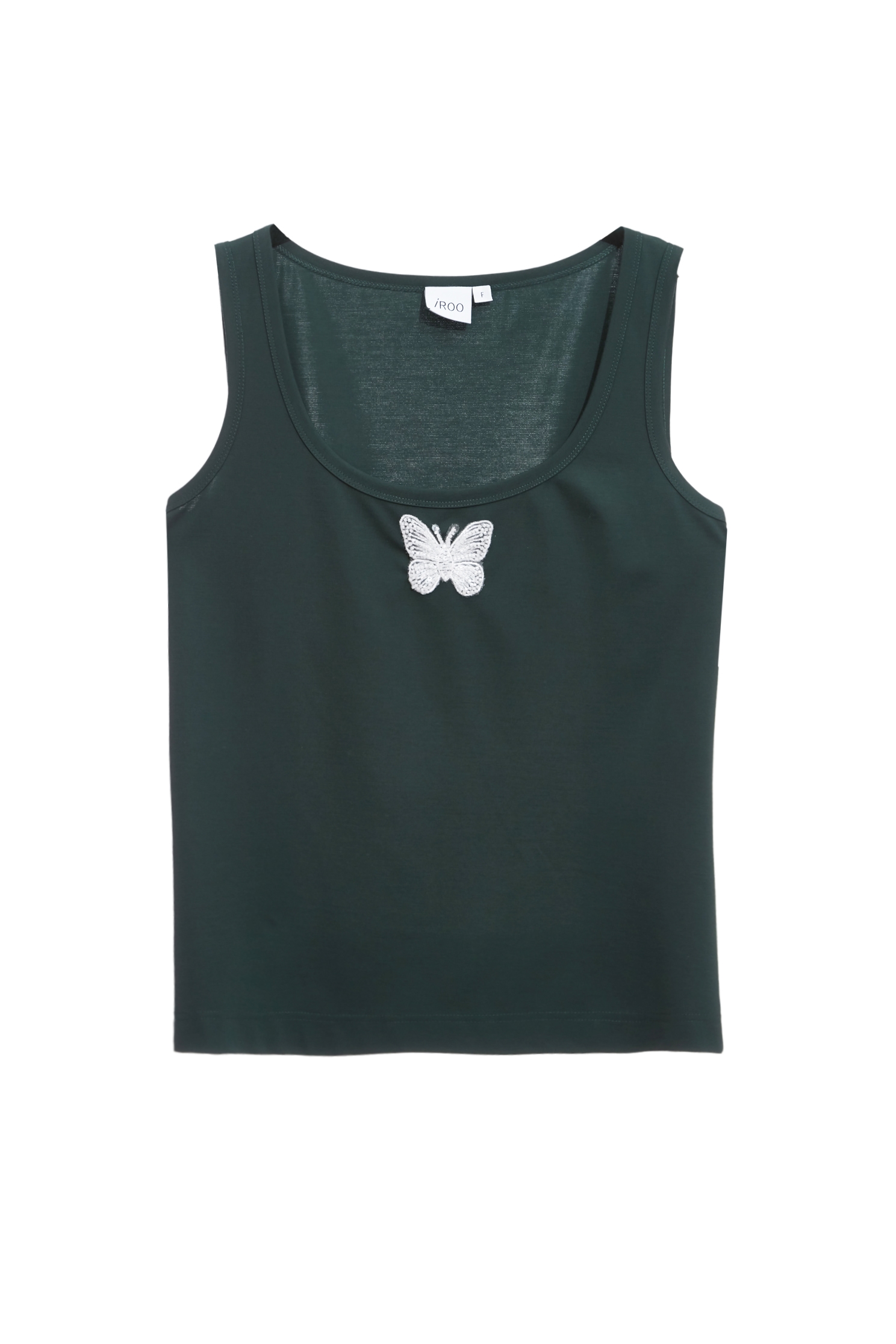 極簡綴珠飾T恤背心Beaded Butterfly Detail Tank Top,一般背心,白色背心,秋冬穿搭,背心