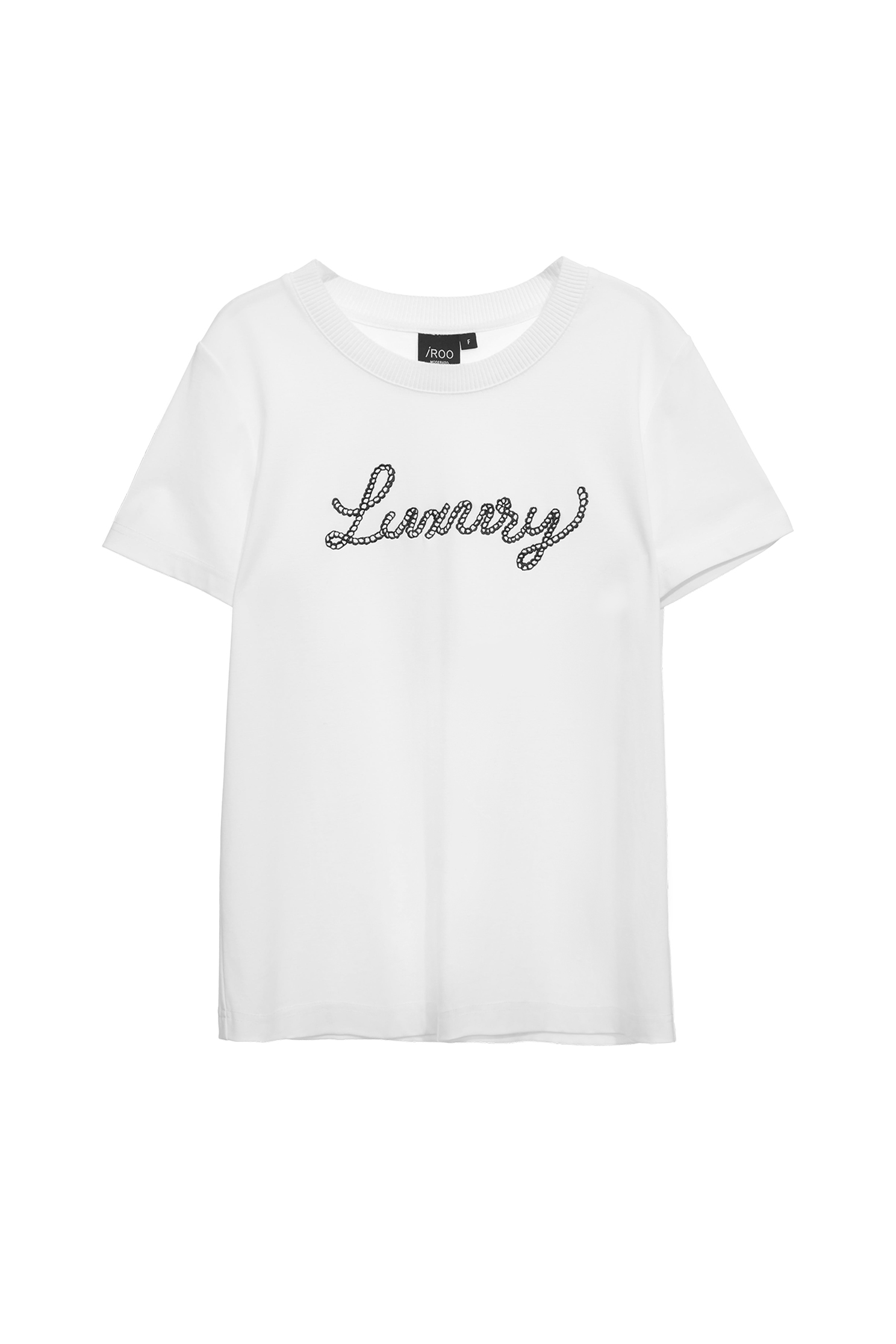 單字繩索刺繡T恤上衣單字繩索刺繡T恤上衣,T-Shirt,上衣,刺繡,春夏穿搭,白色上衣