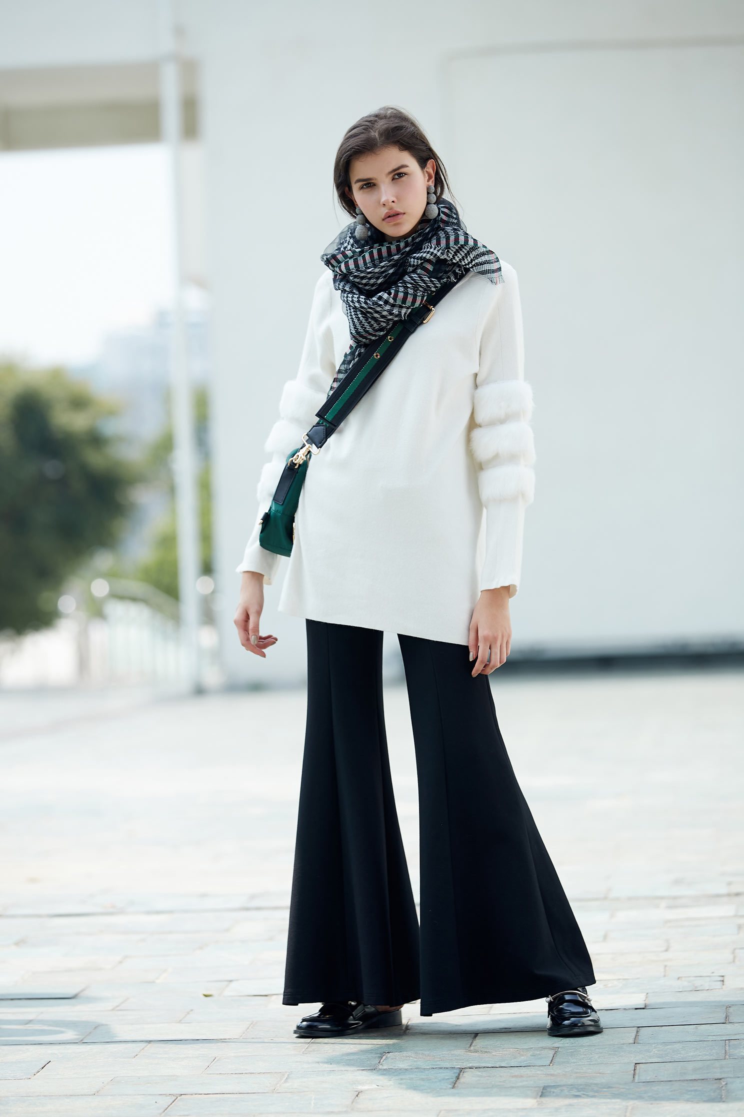Different material stitching knit long-sleeved tops,top,whitetop,knitting,knittedtop,knittedtop,longsleevetop