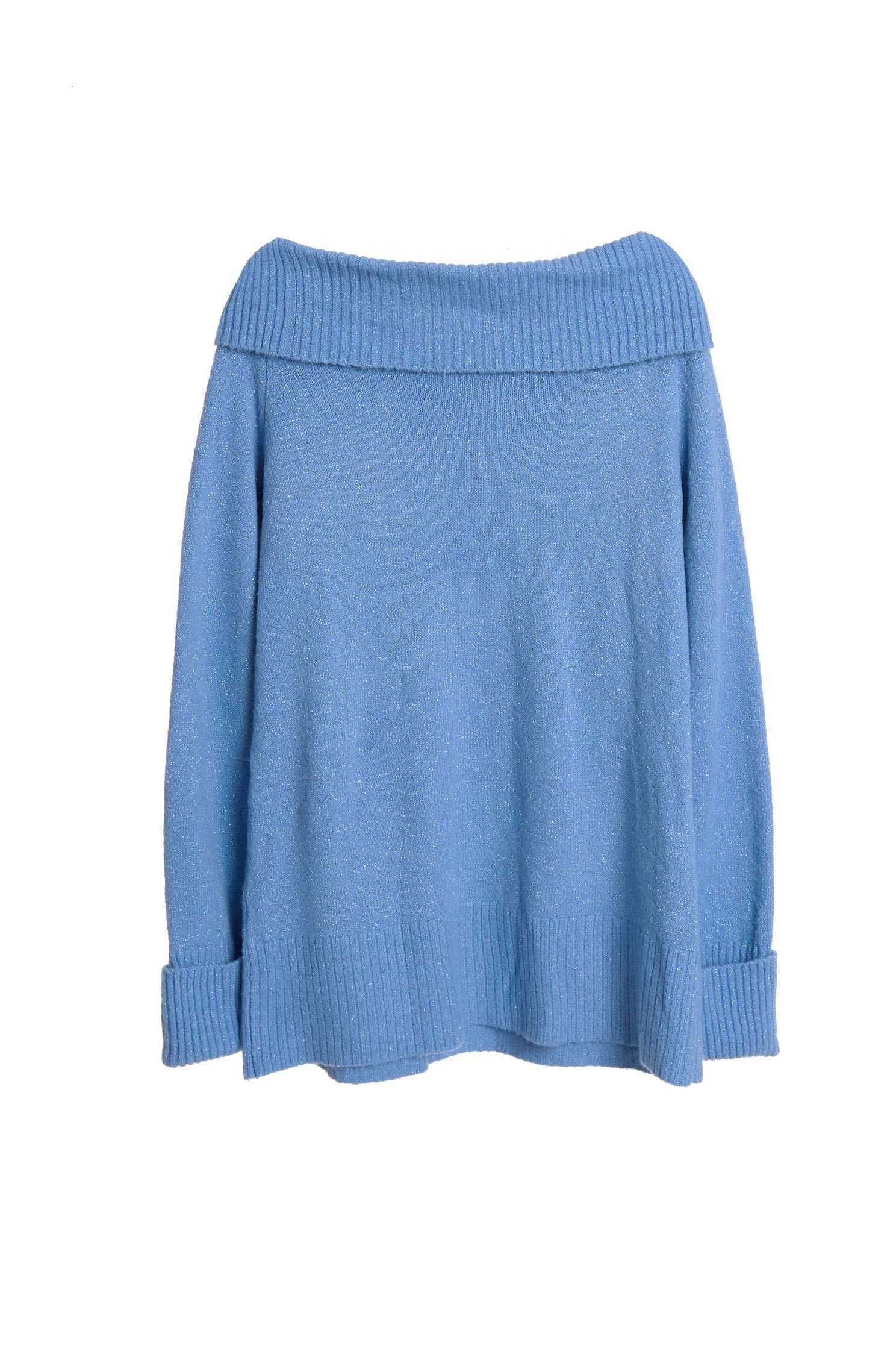 Blue glitter knitted Off-shoulder top,pantoneblue,offshouldertop,top,offshouldertop,shouldertop,knitting,knittedtop,knittedtop,longsleevetop
