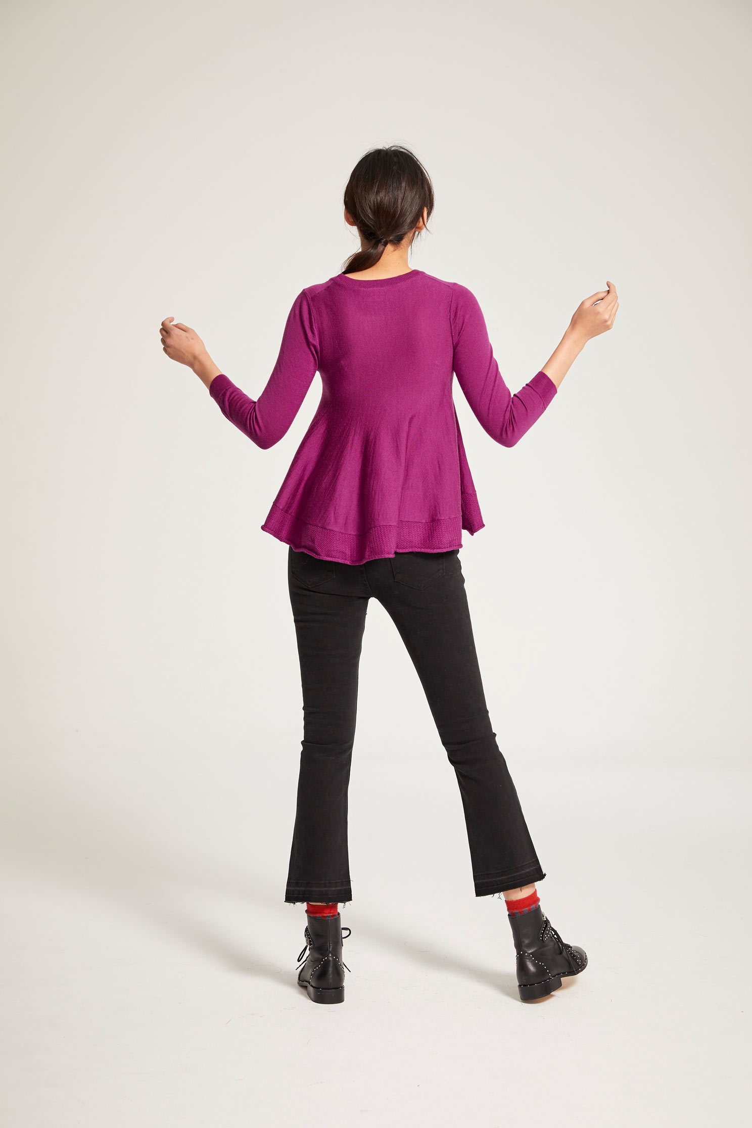 Lotus long-sleeveknit sweater,圓領上衣,Fantasy purple,knitting,Knitted top,Knitted Top,長袖上衣