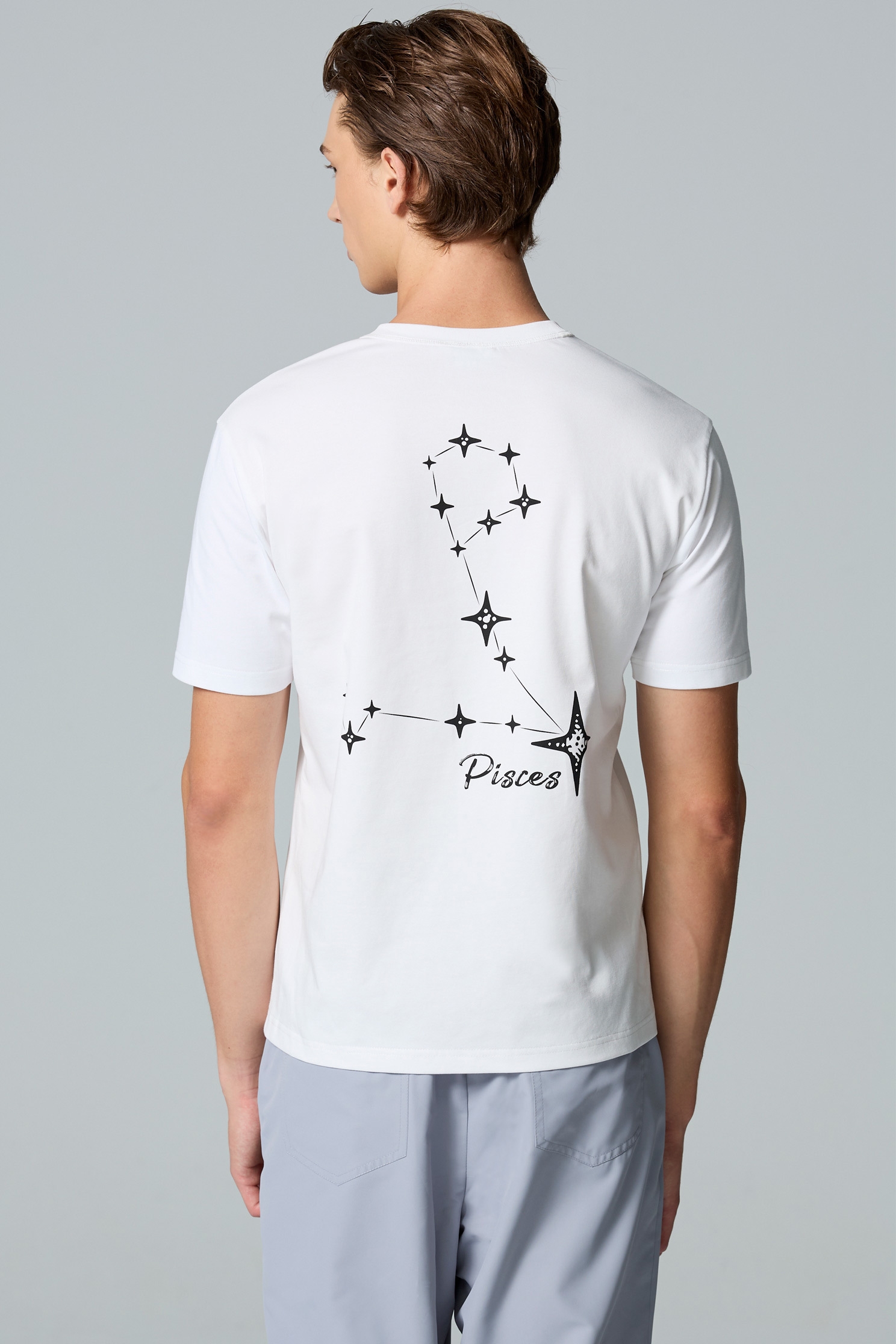 雙魚座男版T恤上衣雙魚座男版T恤上衣,T-Shirt,上衣,刺繡,白色上衣,秋冬穿搭,黑色上衣