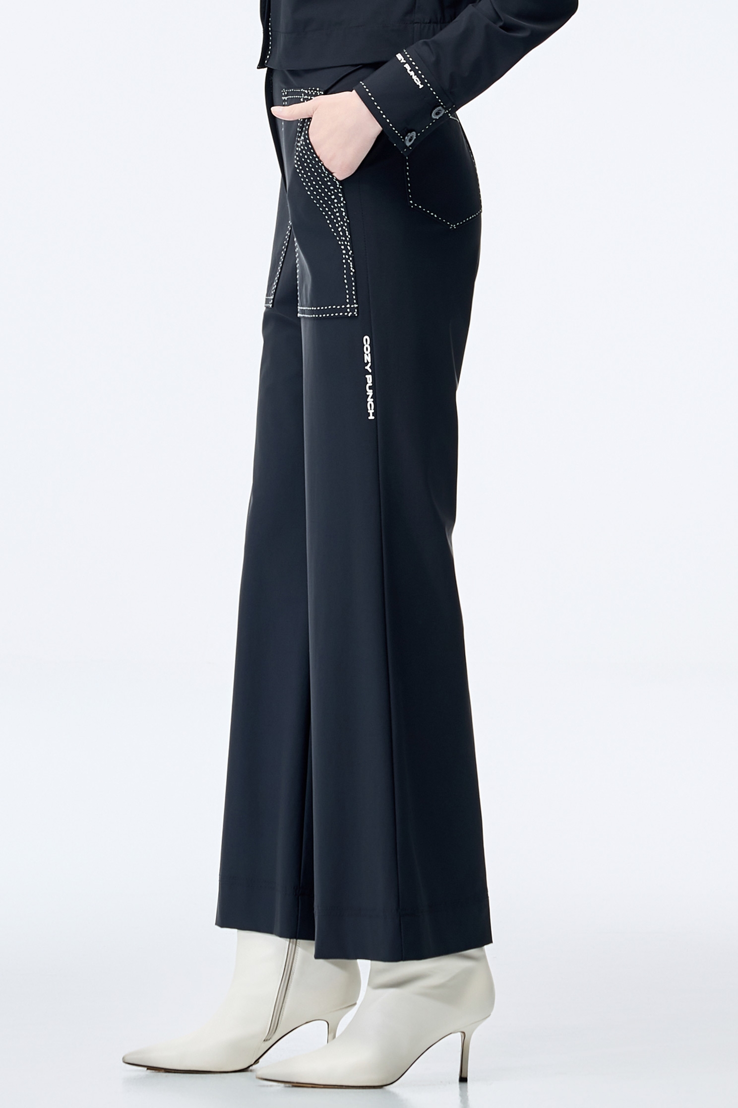 壓線顯瘦涼感超魔褲壓線顯瘦涼感超魔褲,上班OL穿搭,人氣商品,刺繡,寬褲,春夏穿搭,褲子,長褲