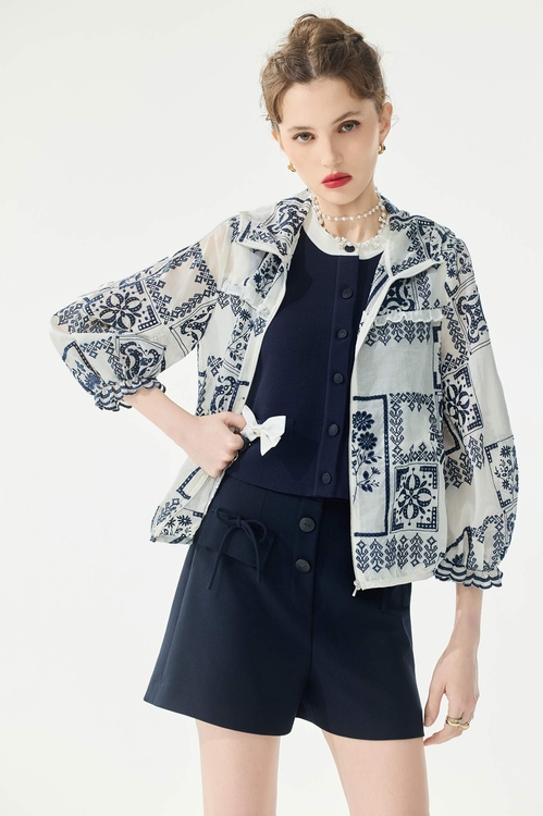 溫室花園繡花連帽外套,一般外套