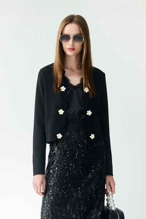 立體花飾針織外罩,針織外套