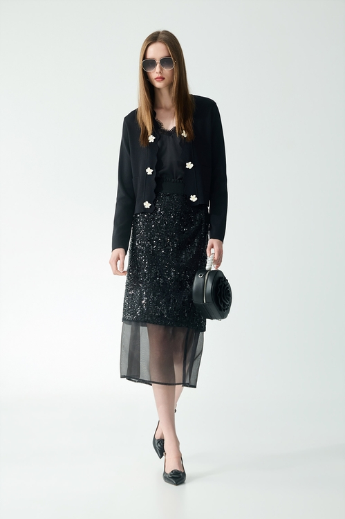 立體花飾針織外罩,針織外套