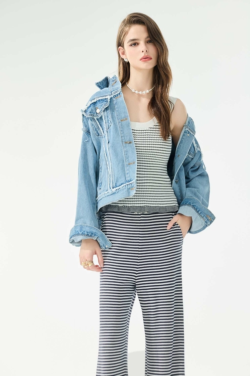 溫室花卉貼布刺繡牛仔外套,春夏穿搭