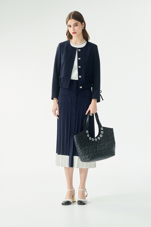 經典海軍藍蝴蝶結外套,一般外套