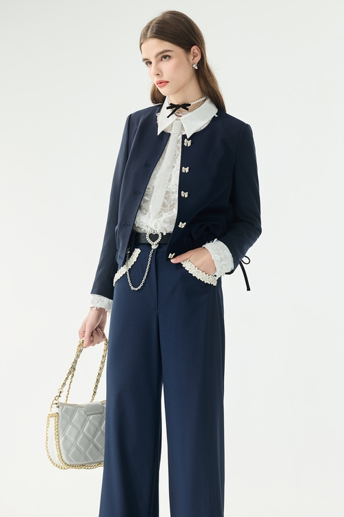 經典海軍藍蝴蝶結外套,一般外套