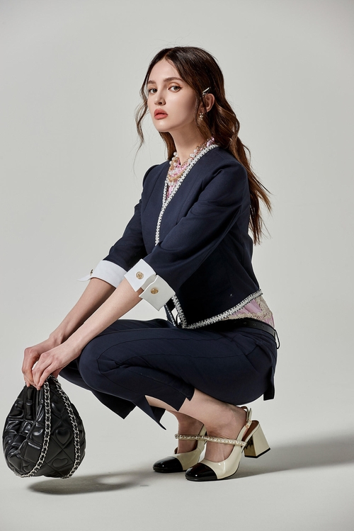 小香風月光海洋色短外套,毛呢花呢