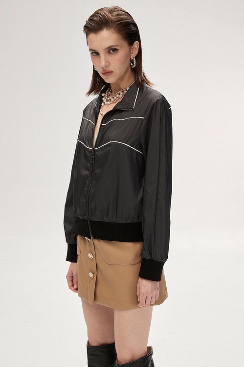 鑲色邊造型涼感防曬外套,西裝外套