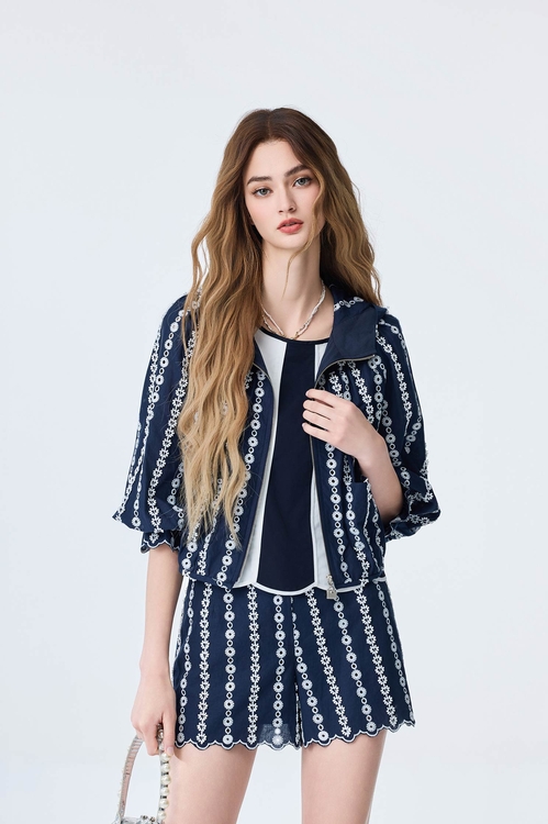 海洋洞穴色蕾絲外套,連帽外套