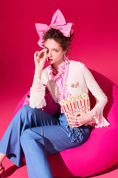 宮廷風荷葉袖針織外套,春夏穿搭