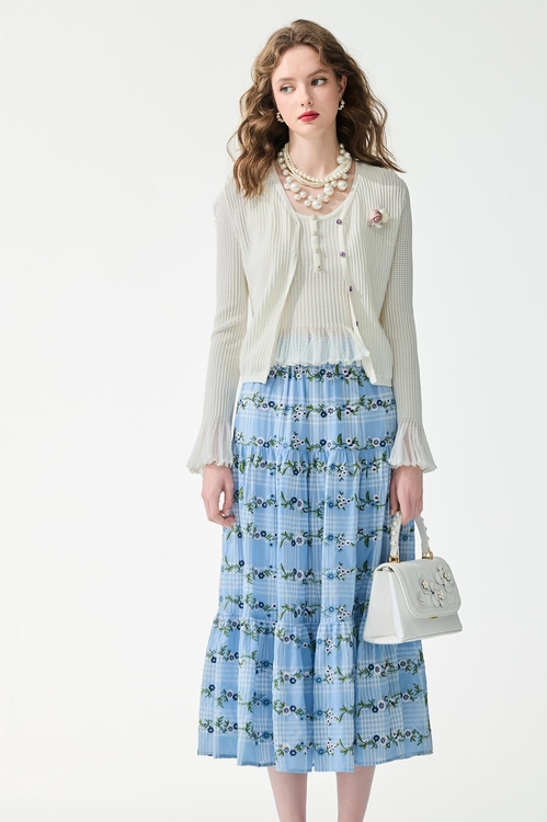 宮廷風荷葉袖針織外套,春夏穿搭