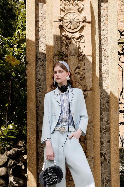 帆船藍字母刺繡西裝外套,西裝外套