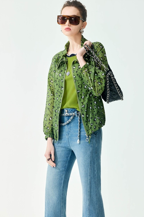 神秘綠豹紋印花外套,