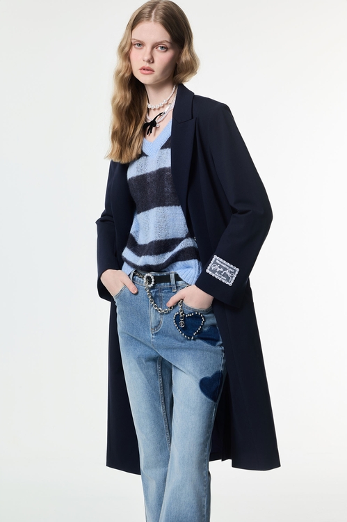 簡約海軍藍長版外套,輕奢度假