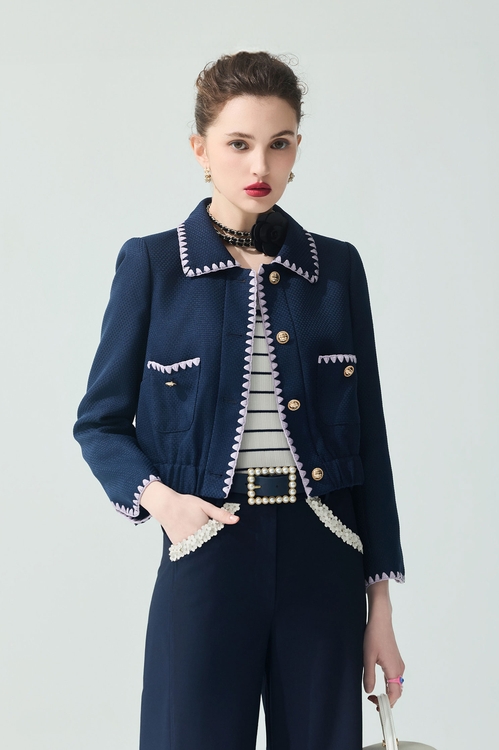 午夜藍十字紋外套,一般外套