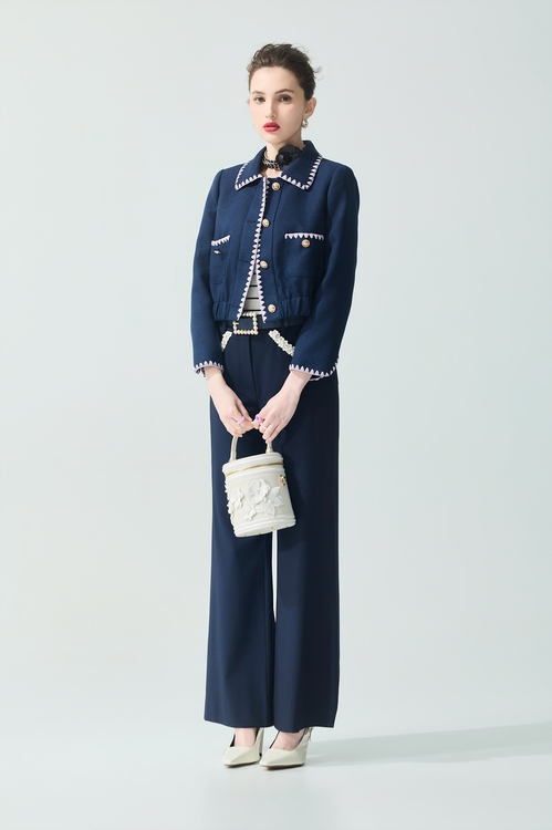 午夜藍十字紋外套,一般外套