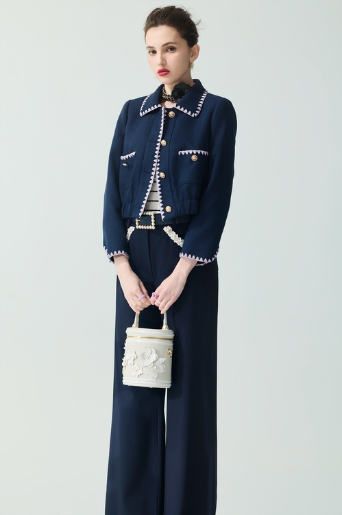 午夜藍十字紋外套,一般外套