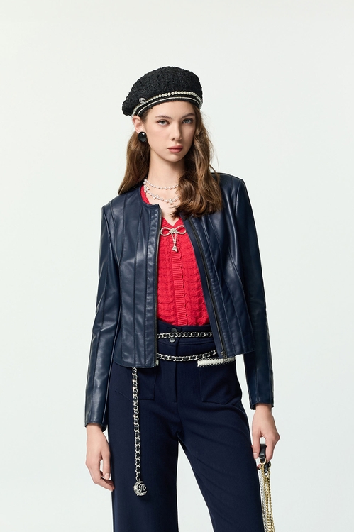 濃厚靛藍綿羊皮外套,皮衣