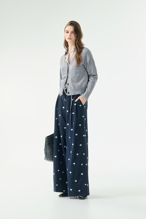 隨性毛邊灰針織外套,外套