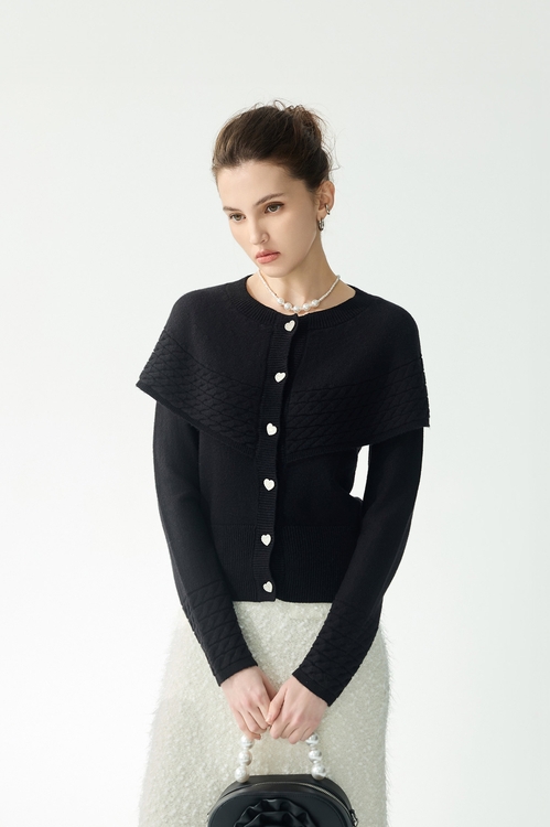 斗篷感造型針織外罩,針織外套