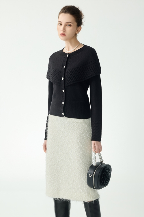 斗篷感造型針織外罩,針織外套