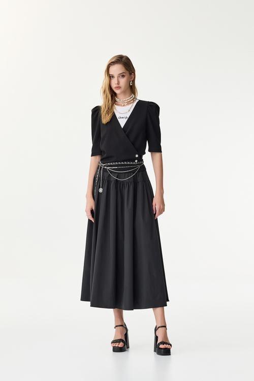 份量感魚骨大澎裙,黑色裙子