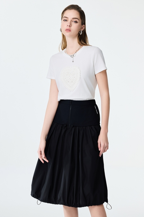 異素材剪接風衣拋裙,黑色裙子