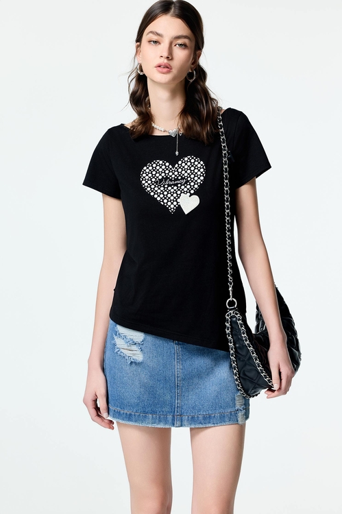 後口袋繡花牛仔短裙,牛仔裙