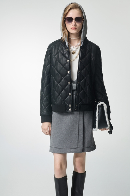 石墨灰簡約活片短裙,A字裙