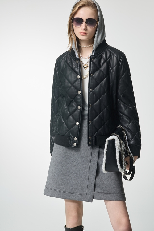 石墨灰簡約活片短裙,A字裙