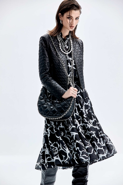 手繪感花朵印花裙,紗裙