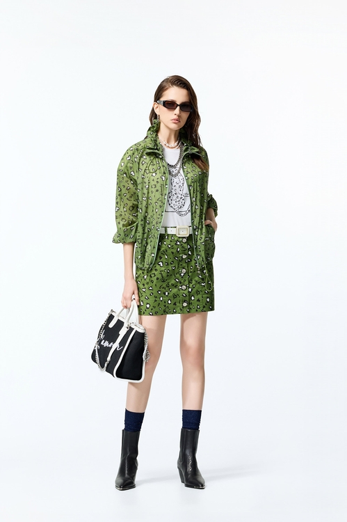 神秘綠豹紋印花短裙,
