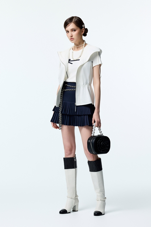 海軍藍雙百摺短裙,百摺裙