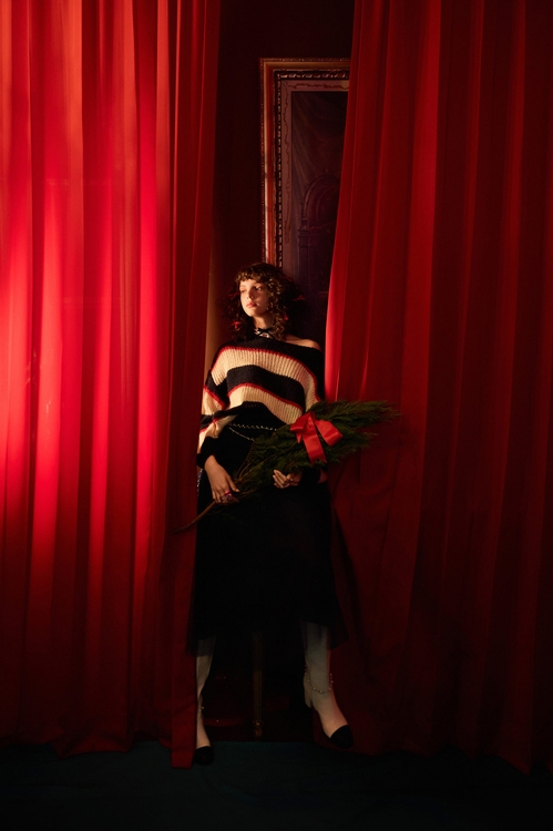 濃厚靛藍拼網紗牛仔裙,牛仔裙