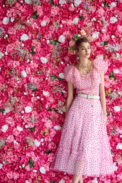 綴愛心植絨網紗裙,紗裙