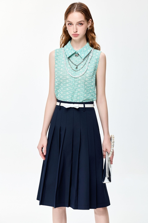 火山玻璃色百褶長裙,百摺裙