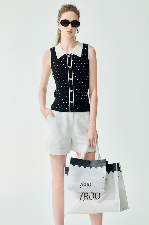 經典花呢紗短褲,白色褲子