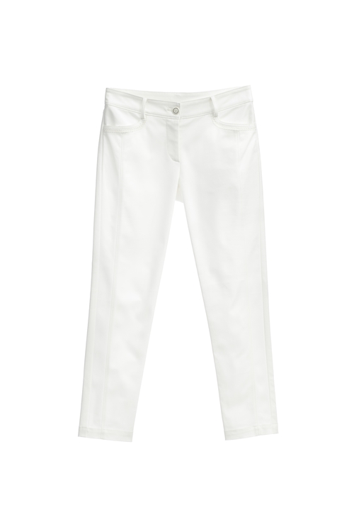 雪白鎖鍊工藝八分窄管褲,窄管褲,褲子